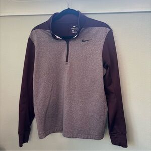 Nike Dri-Fit Quarter Zip Pullover Maroon Gray Long Sleeve Size Medium Mens